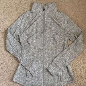 Women's Gray Herringbone Workout Zip Up Jacket